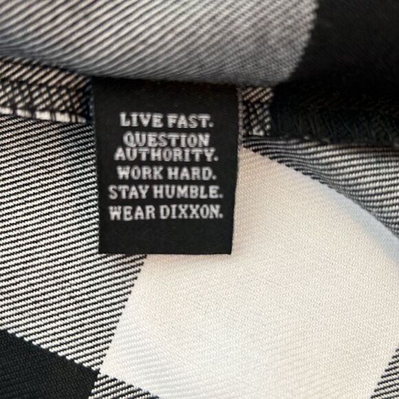 Mens Dixxon Flannel Co Finish Line D Tech gray black white plaid button shirt - Picture 9 of 11